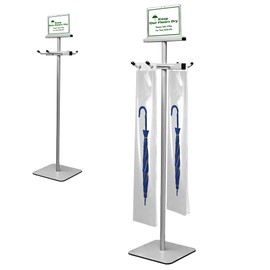 Montex Umbrella Bag Stand, Umbrella Holder Stand with Free 200 Disposable Large Plastic Umbrella Bags, Wet Umbrella Bags Stand, Silver