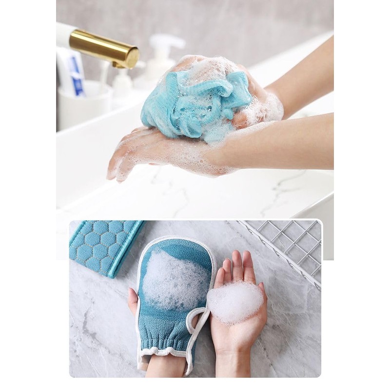 Plus Nao Akasuri 3-Piece Set, Scouring Gloves, Scrubbing Mittens, Body