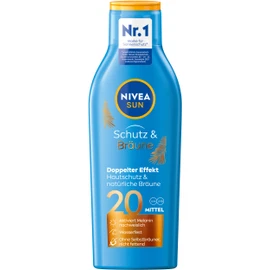 NIVEA SUN Protection & Tan Sun Cream SPF 20 (200 ml), Sun Lotion with Pro Melanin Extract for an Even Tan, Instant Sun Protection with UVA/UVB Filter System