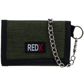 RED X Mens Canvas Tri-Fold Chain Wallet - Green