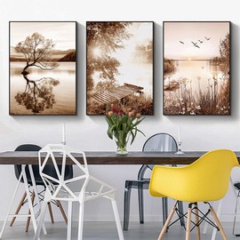 ZFTCN Modern Wall Poster Set, Nature Landscape Cat Tail Poster, Abstract Botanical Poster, Bohemian Decorative Poster Set, Frameless (3 Pieces - 30 x 40 cm, Poster 12)
