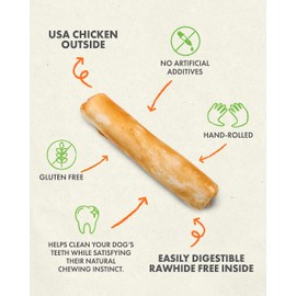 Canine Naturals Chicken Recipe Chew - 100% Rawhide Free and Collagen Free Dog Treats - Made From USA Raised Chicken - All-Natural and Easily Digestible