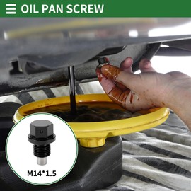 Motoforti Universal Oil Pan Screw Oil Drain Plug Sump Drain Nut Bolt, M14x1.5, Aluminium Alloy, Black, 1 Set