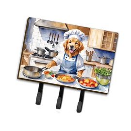 Caroline's Treasures Golden Retriever The Chef Leash or Key Holder Wall Hooks, Key Hooks Holder, Coat Rack Wall Mount, Coat Hooks, Hooks for Hanging Keys, Towels, Aprons, Leashes