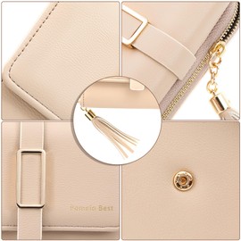 Pomelo Best Small Purse for Women RFID Blocking Ladies Wallet Compact Trifold Vegan Leather Womens Wallet with Zipper Coin Pocket (Desert Sand)