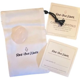 Rock Your Worth, Calming Rose Quartz Crystal, Stocking Stuffer, Small Gift of Encouragement, Christmas Gift