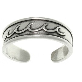 Jewelry Trends Ocean Wave Beach Sterling Silver Toe Ring Adjustable-Size