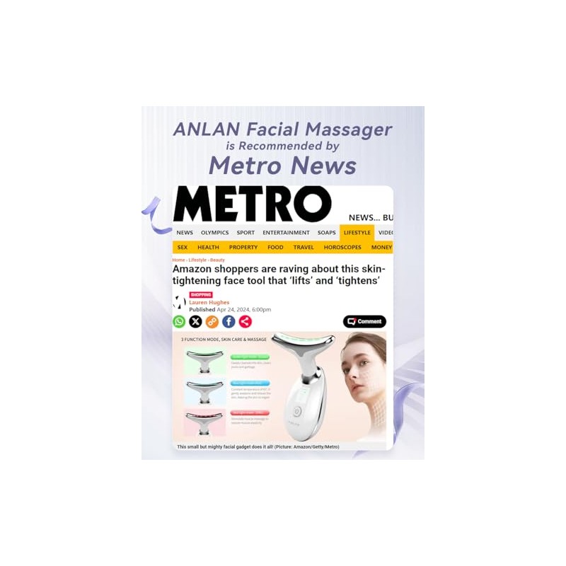 ANLAN Face Massager, Anti-Wrinkle Face Device with 3 Modes 45°C