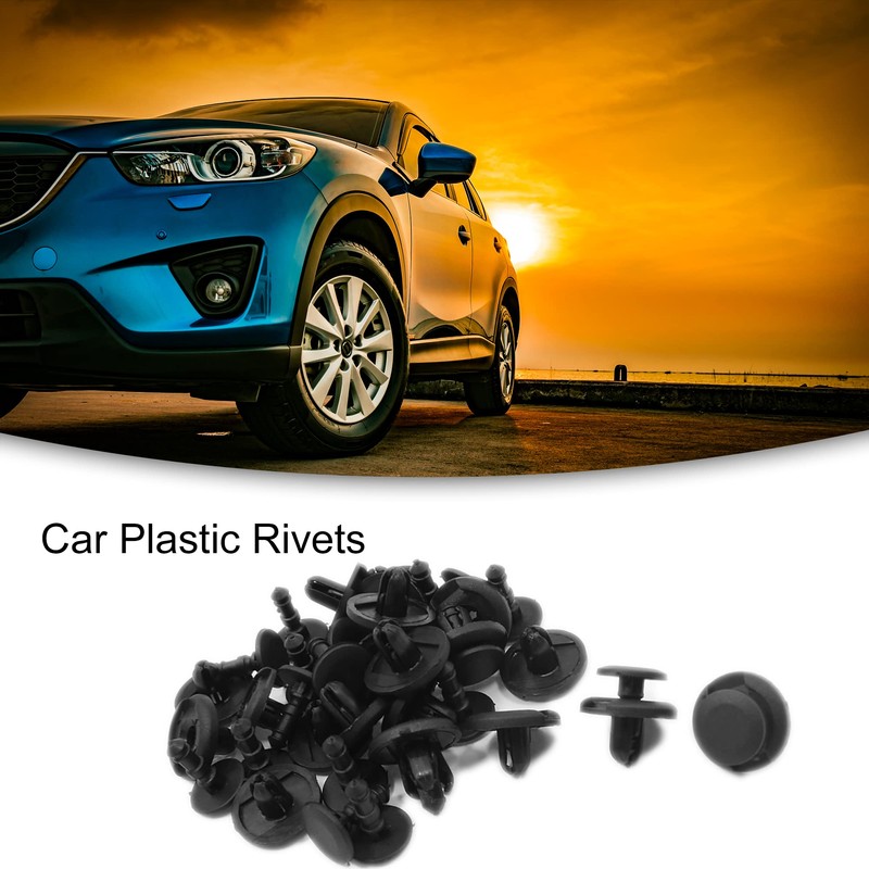 ACROPIX 7mm Hole Universal Push Fasteners Rivets Fender Clips Black