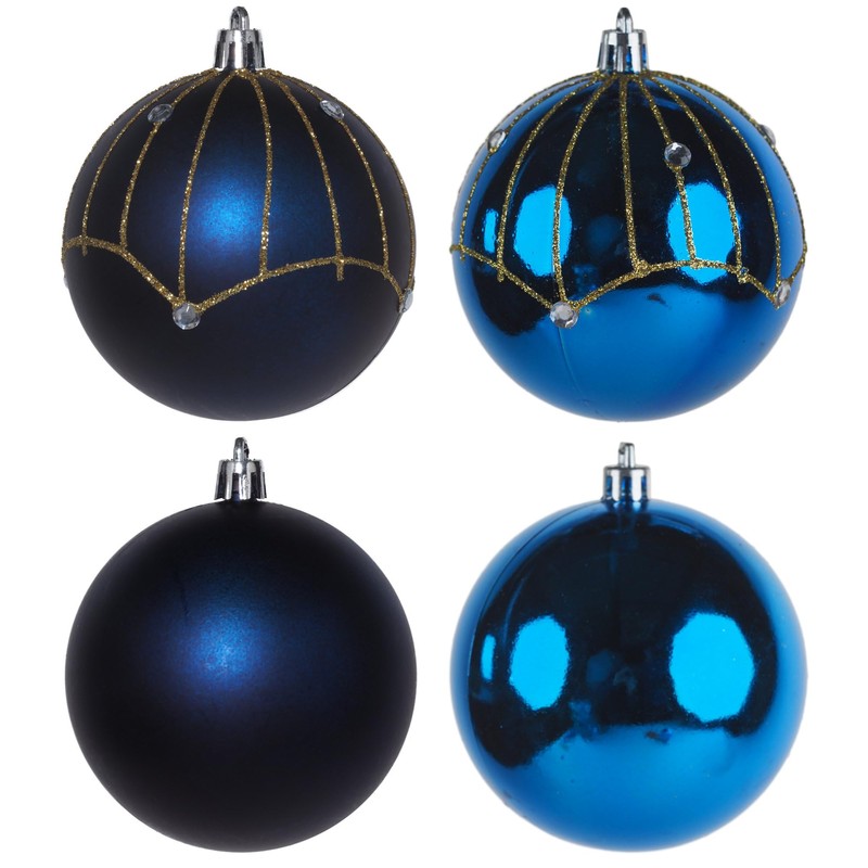 Navy Blue Christmas Baubles Tree Xmas Decorations - Large 8cm