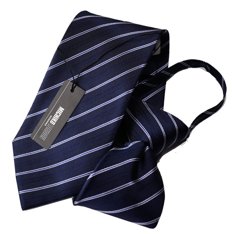 Michiko Korondon MKZP-27-A One-Touch Necktie Brand, Striped Pattern, Gift, Stylish,