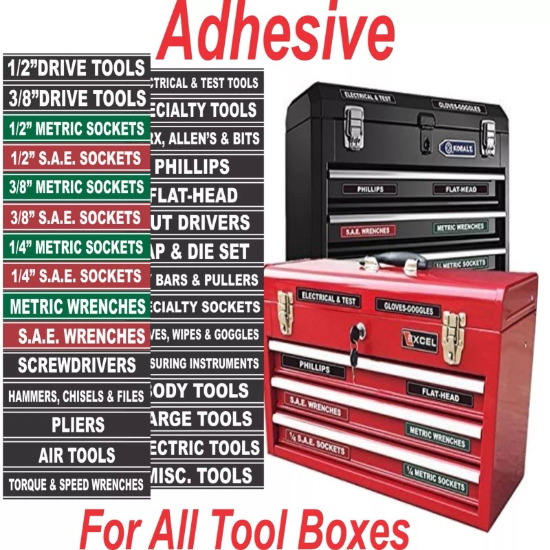 Steelabels 2 PACK Adhesive TOOLBOX LABELS Organize your Socket Sets