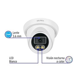 Volteck CTV-21A, Cámara Tipo Domo 2MP Lente 3.6mm Protección contra Polvo y Agua
