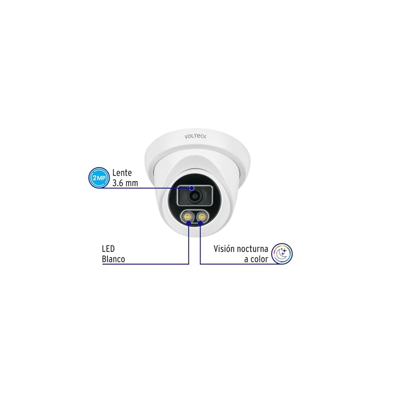 Volteck CTV-21A, Cámara Tipo Domo 2MP Lente 3.6mm Protección contra