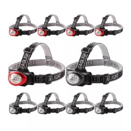Lichamp Headlamp, 10 Pack 12 LED 3 Mode Portable Head Lamp Flashlight, Outdoo...