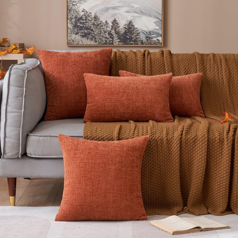 MIULEE Pack of 2 Fall Burnt Orange Throw Pillow Covers