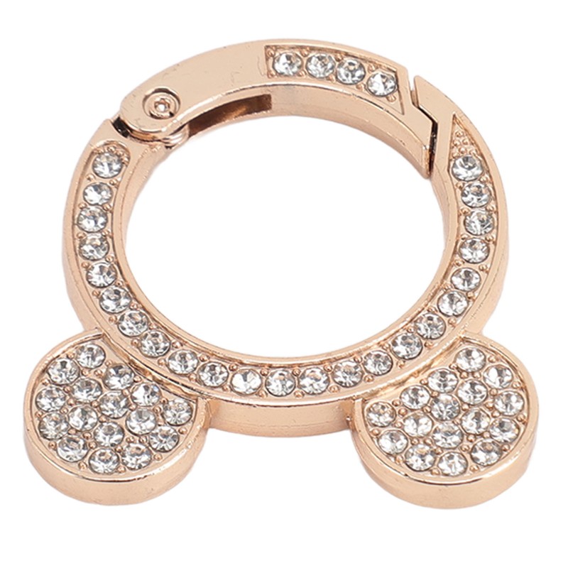 10pcs Rhinestone Spring O Rings Cute Bear Head Zinc Alloy