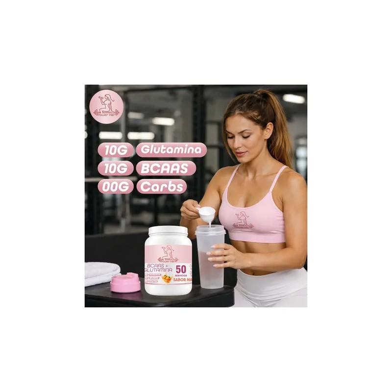 Aminoácidos Bcaas Glutamina Powe Her 1kg De 50 Serv.