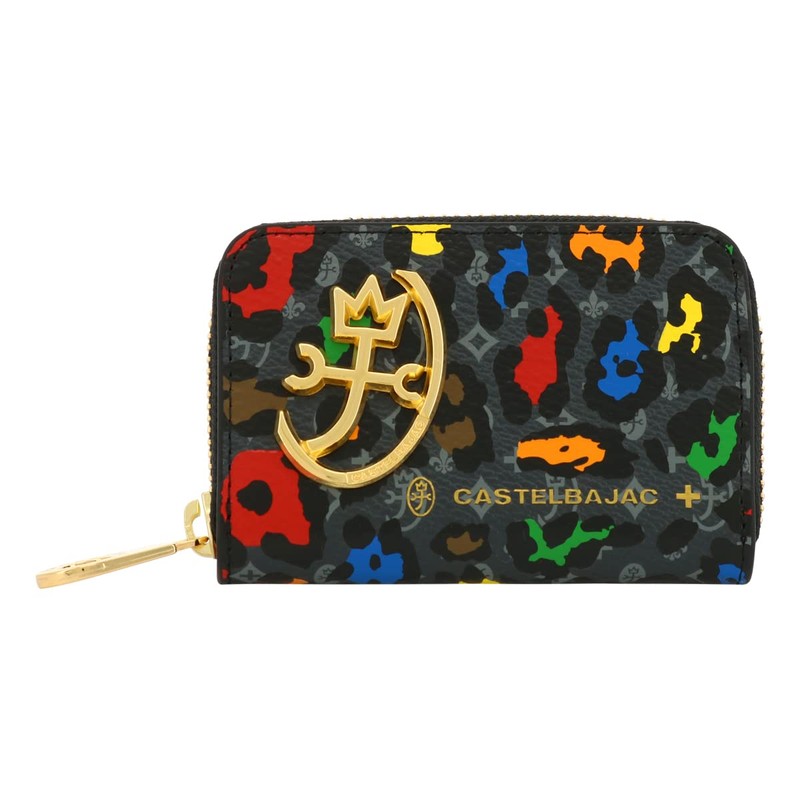 Castelbajac 029611 Men's Coin Purse, Genuine Leather, Key Chain, Leopard