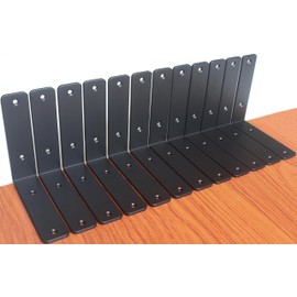 12 Pack - L 6" x H 6" x W1.5", 5mm Thick Black L Shelf Bracket, Iron Shelf Brackets, Metal Shelf Bracket, Industrial Shelf Bracket, Floating Shelf Bracket, Shelf Supports with Screws