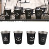 4pcs Camping Cups Black 350ml Outdoor Camping Portable Stainless Steel