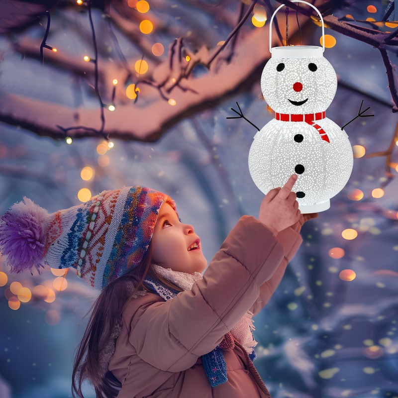 HEISOK Christmas Decorations Snowman Solar Lantern - Snowman Solar Hanging