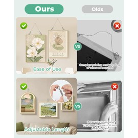 Stalishare Picture Hanging Wire with Small Hooks, 2-Pack 1m (3.3ft) Adjustable Stainless Steel Picture Wire Kit for Hanging Art, Frame, Mirror & Decorations, Supports up to 50lbs