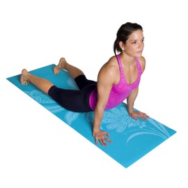 Tone Fitness Yoga Mat with Floral Pattern, Teal , 24 inches x 68 inches