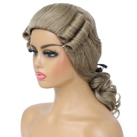 Adequate Colonial Style Curled Wig, Historical Costume Accessory, Ash Blonde, Revolutionary War Period Hairstyle (Blonde)