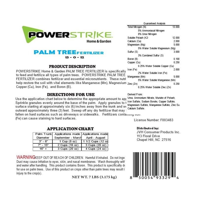 Power Strike Palm Tree Fertilizer. 7 LB Pail with Free