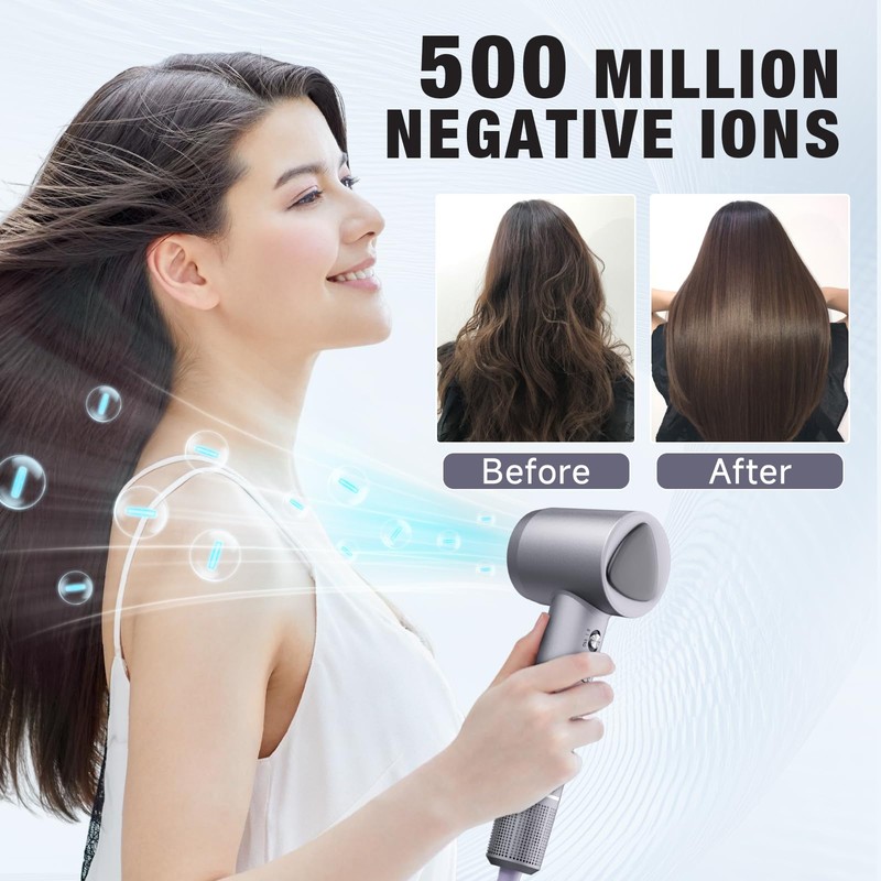 Hair Dryer, 160000 RPM Portable Professional Ionic Hair Dryer with