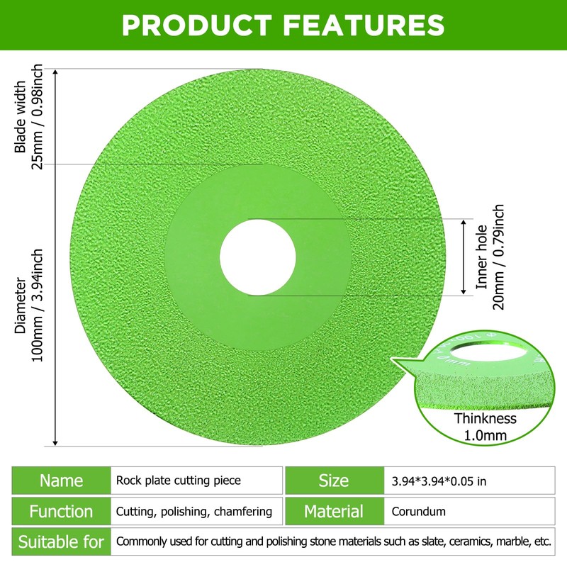 Lothee 5 Pcs Rock Slab Grinding Disc, 4 Inch Glass