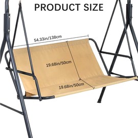 CREATCABIN Swing Seat Cover Replacement Swings Chair Bench Cover 600D Thickened Oxford Cloth Waterproof Porch Patio Swing Cushion Covers Replacement for Outdoor Garden Pale Goldenrod 54x19.7x19.7in
