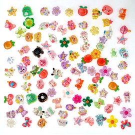 KRISMYA 60Pcs Mixed Colors Kawaii Slime Charms Cute Jell Resin Decorations for Phone Cases, Nail Art, Crafting Ornament Scrapbooking DIY Decoration