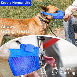 YAODHAOD Dog Muzzle, Nylon Mesh, Breathable and Comfortable, Quick-Fit Dog Mouth with Adjustable Straps, Prevents Biting, Chewing and Barking (L, Blue)