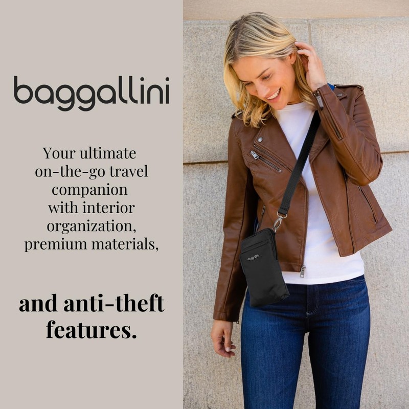 Baggallini Womens Securtex® Anti-theft Activity Crossbody Bag Cross Body, Black