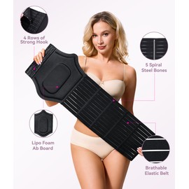 YERKOAD 360 Lipo Foam Post Surgery Ab Board Breathable Tummy Tuck Recovery Waist Cincher Abdominal Compression Board (Black, X-Large)