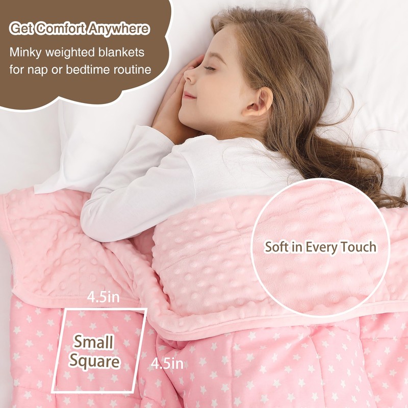 Alomidds Weighted Blanket Kids 5lb 36"x48", Minky Dots Small Weighted