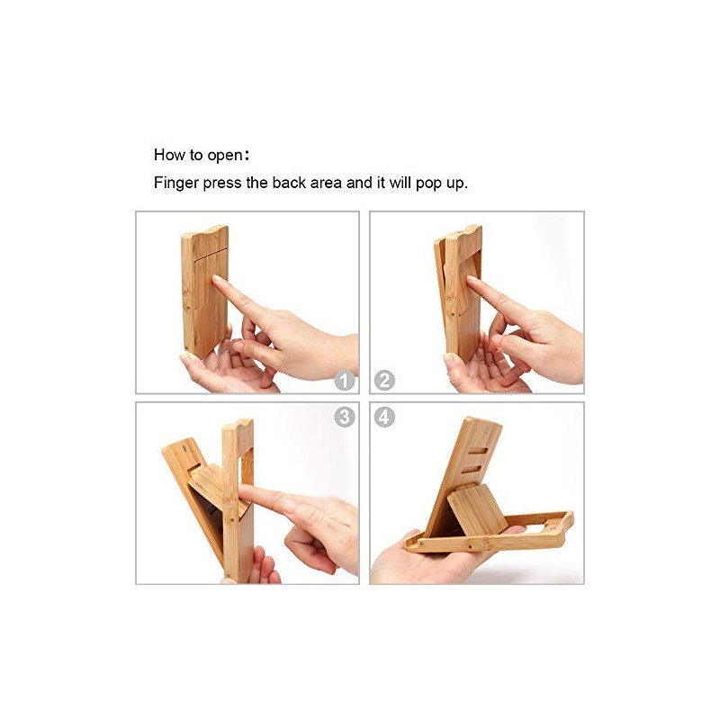iCozzier Mini Bamboo Portable Adjustable Tablet Phone Stand Multi-angle Foldable