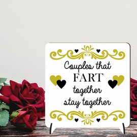 Romantic Love Plaque – Stay Together, Love You, True Love Designs – Freestanding MDF or Acrylic Square Plaque for Couples, Anniversary & Valentine’s Day Gifts (Stay Together, MDF Wood)
