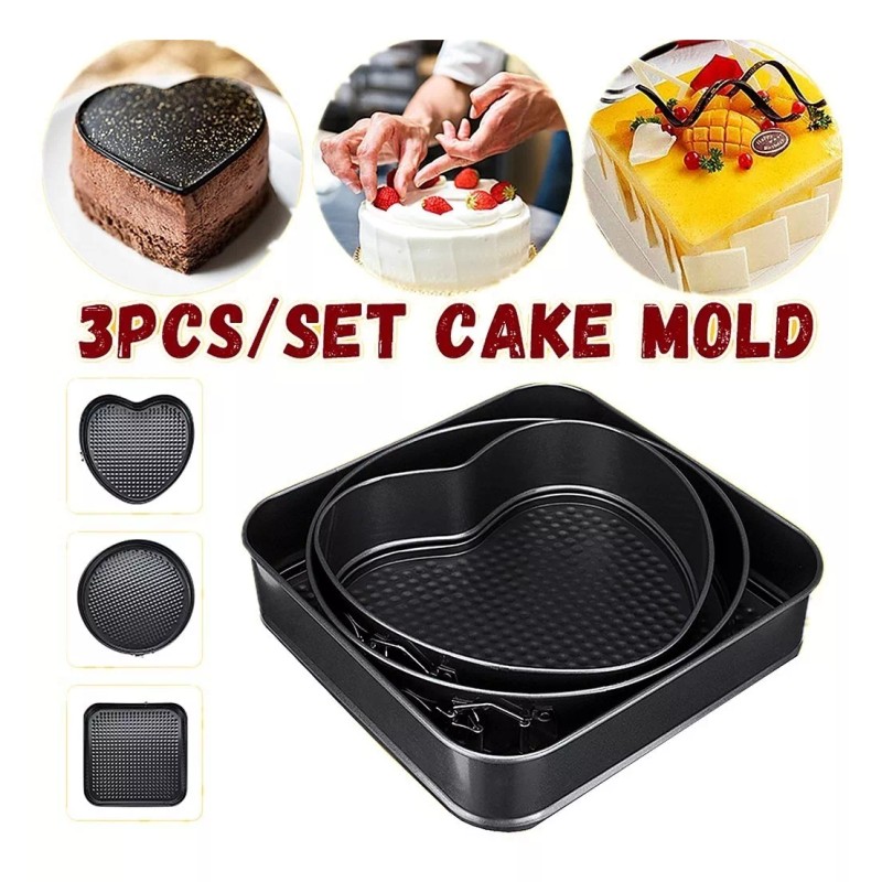 24x7 Set 3 Moldes De Reposteria Pastel Antiadherente Desmontable