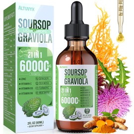 Soursop Graviola Liquid Drop Soursop Bitters Liquid, 2000mg Organic Soursop Leaves & Fruit with 300mg Sea Moss, Zinc, Vitamins, Natural Flavor, 60ML