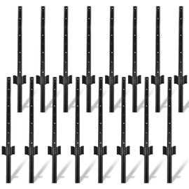 Toriexon Fence Posts 3Ft - 16Pack, Heavy Duty Metal Fence Post with U-Channel, No Dig Steel Fence Post for Farm, Garden, Orchard and Outdoor Wire Fencing(Black)
