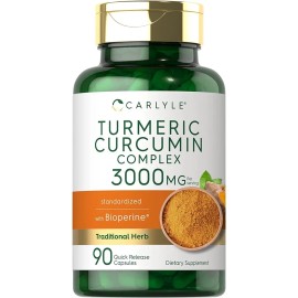 Curcuma Turmeric Curcumin Con Bioperina 90 Capsulas 3000mg Sabor Sin sabor