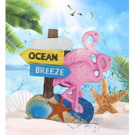 CoTa Global Beach Sign Flamingo Refrigerator Nautical Magnets Set of 4 - Resin Beach Design Magnet, Fun and Cute Ocean Magnets for Kitchen Fridge, Locker, Home Decor and Office Decor Novelty - 4 Pack