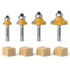 REKCKRUL 4-Piece Roundover Router Bit Set - 1/4" Shank, Carbide