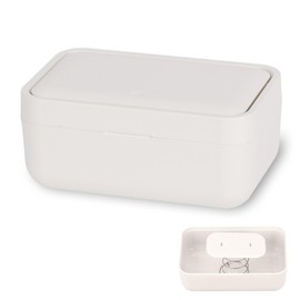 brontier Wet Tissue Case, Easy to Use Up & Open and Close with One Hand, One-Touch Spring Wipe, Seat Case, Sealed Container, Stylish (White)