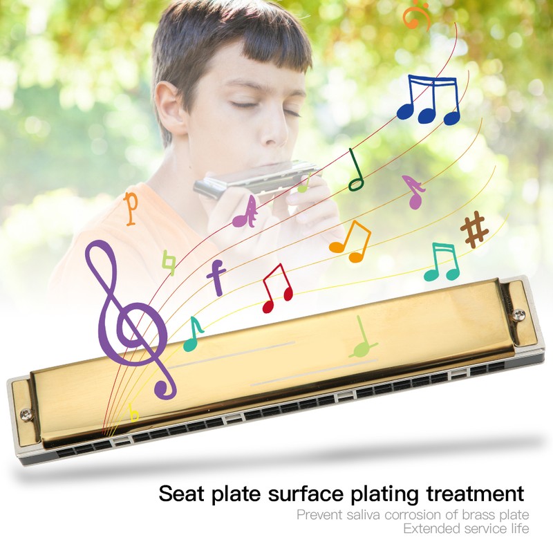 24 Hole Tremolo Harmonica Harp Wind Musical Instrument for Beginner