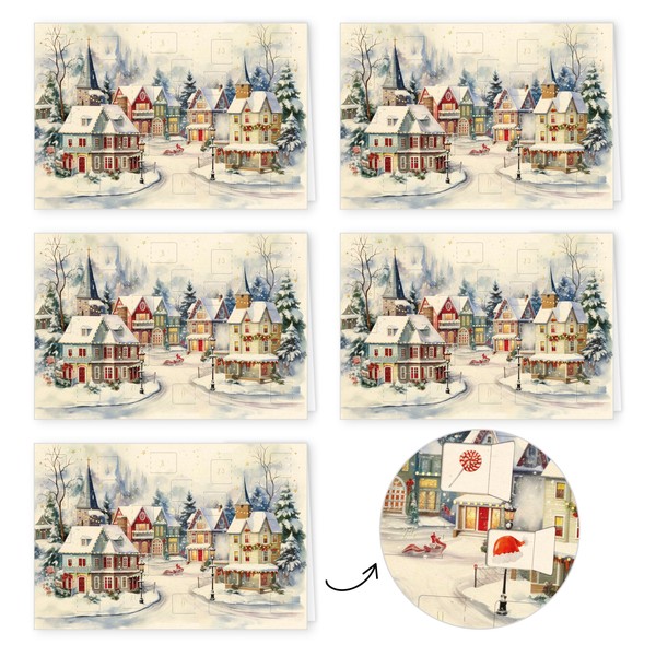 GreenLine Advent Calendar Card, Pack of 5 Including Envelope, Advent