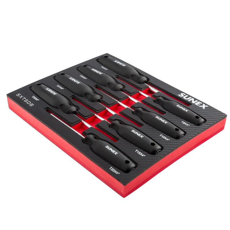 SUNEX TOOLS SXTSD8 Torx® Magnetic Screwdriver Set in EVA Foam,